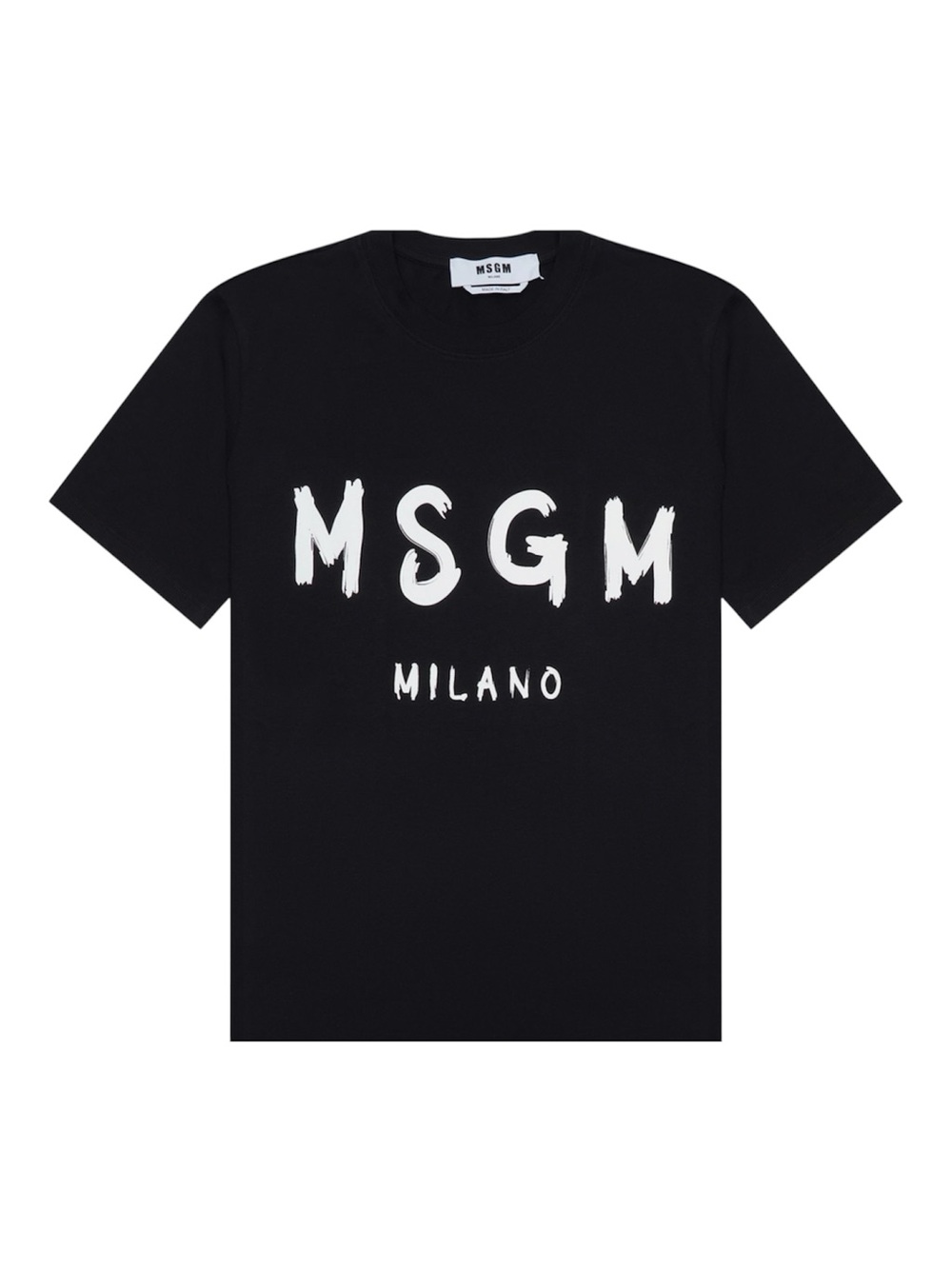 MSGM Milano Black Brushed Logo Graphic T-Shirt Women's Size S Made in Italy